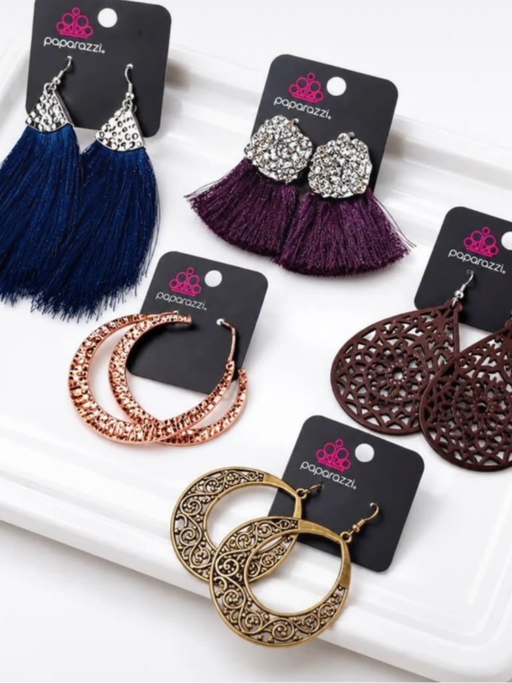paparazzi Navy Fringe Earrings - Bold Tassel Accents